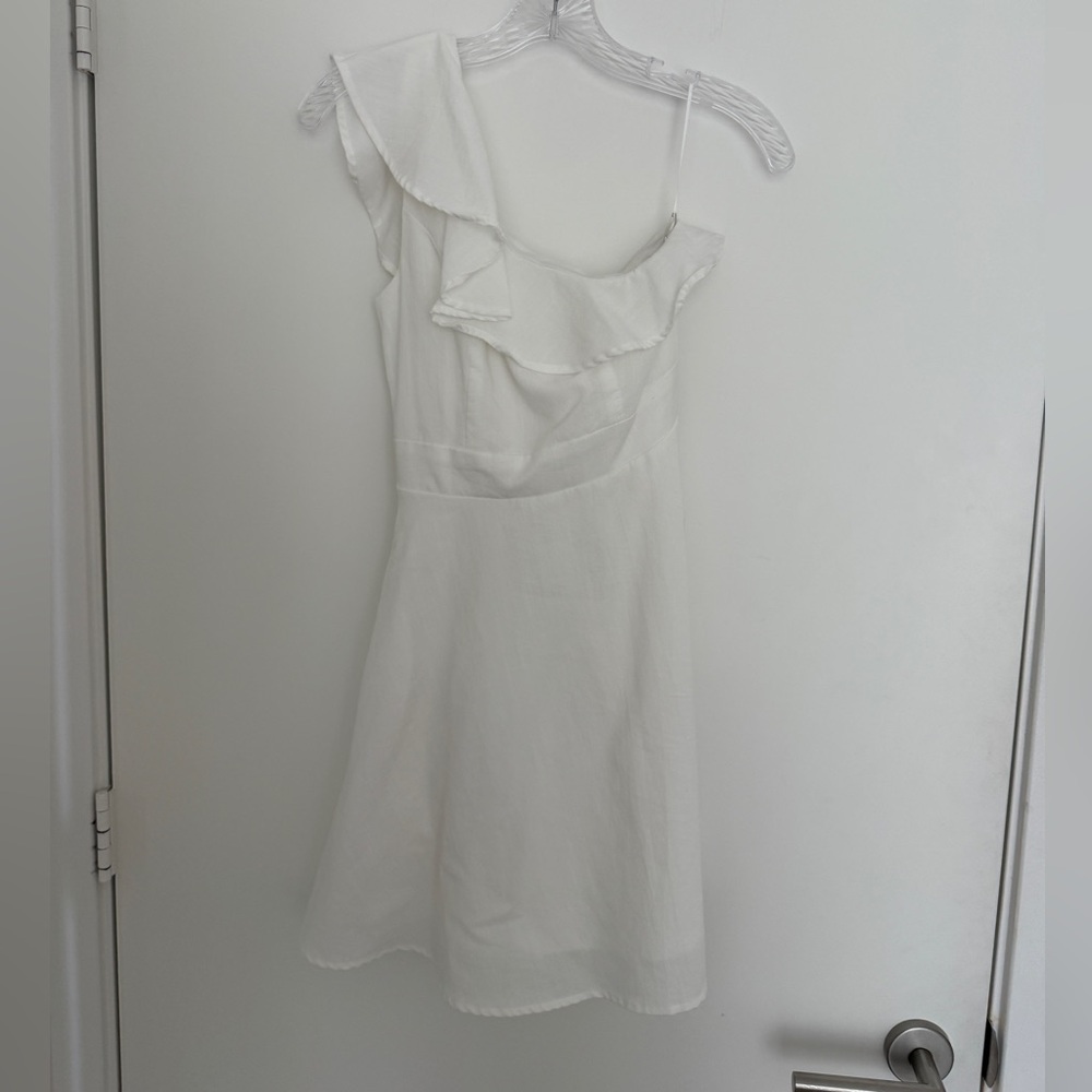 White Ruffled One-Shoulder Dress